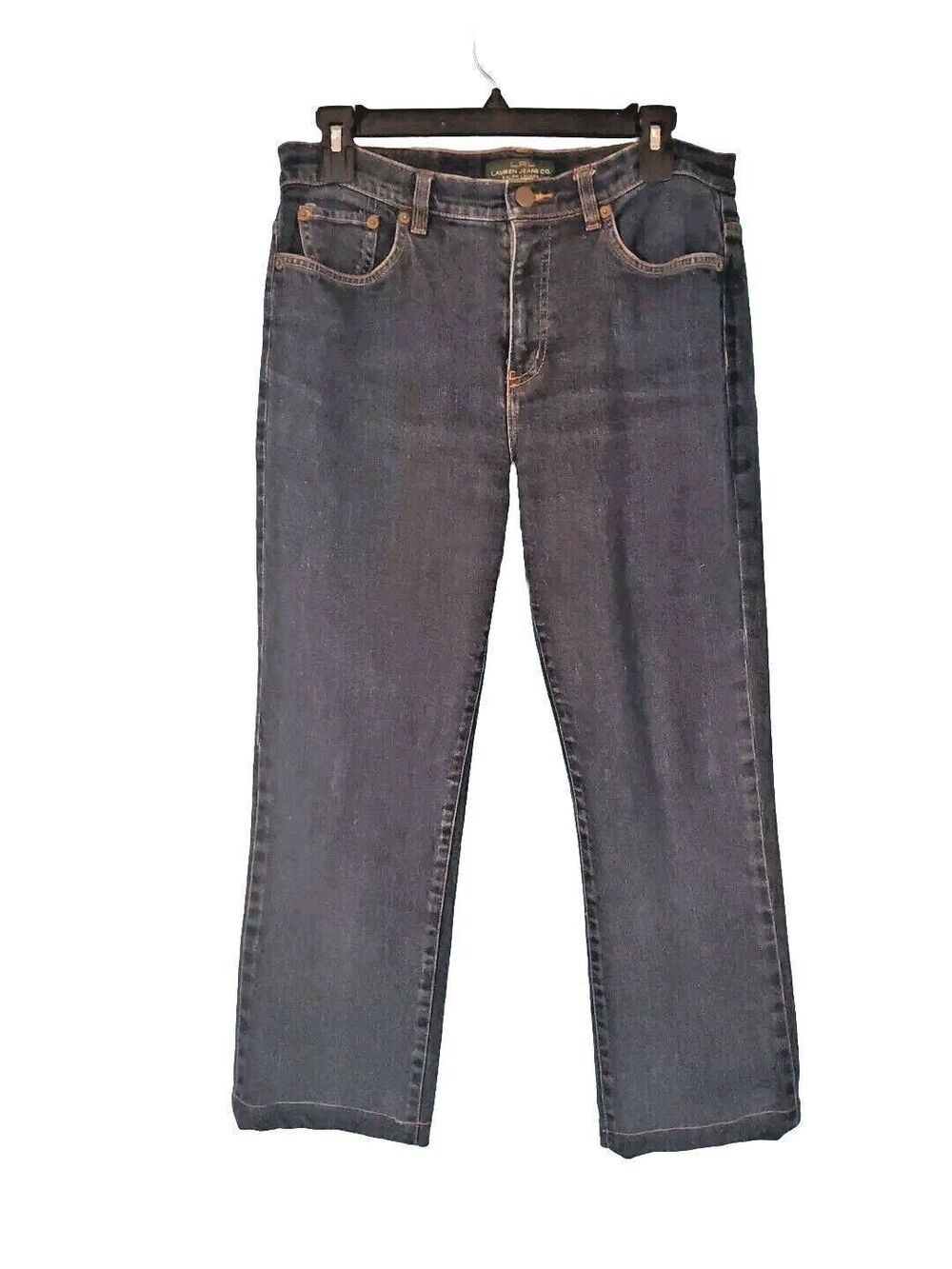 LRL Denim Capri Sz 8 High Waist Denim Jeans Dark Wash Green Label 23" Inseam